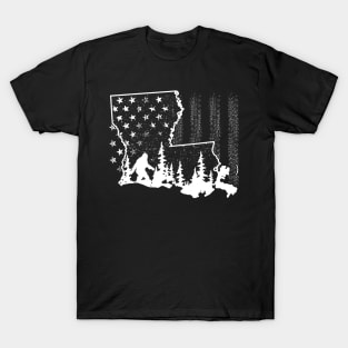 Louisiana Bigfoot American Flag T-Shirt